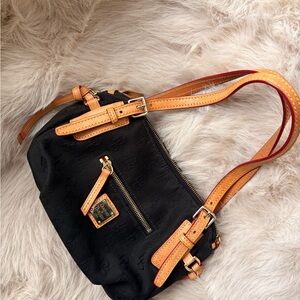Dooney & Bourke Black and Tan Shoulder Bag